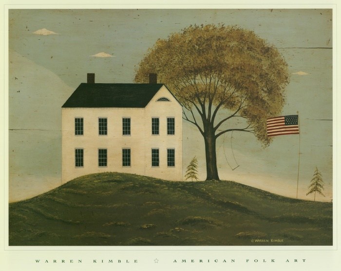 Warren Kimble House with Flag Painting | Best Paintings For Sale